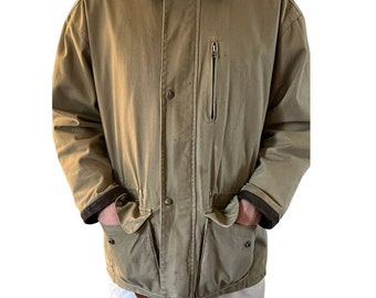 Vintage 90s Lona para hombres y granero de cuero Chaqueta neutra Tamaño grande