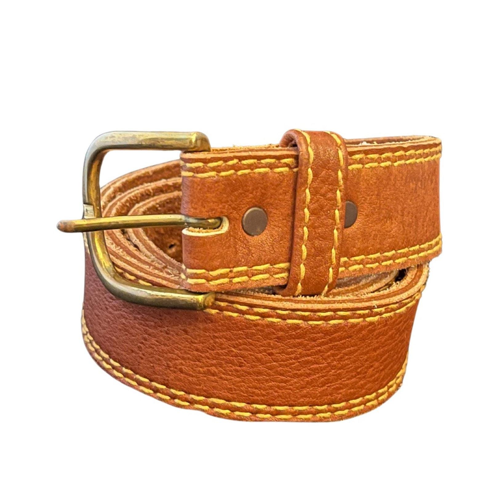 Vintage 40-100 Natural Grained Steerhide Leather Belt 36-40  display picture 3