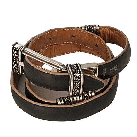 Vintage 90s Black & Brown Reversible Leather Belt Size Large Vintage 90s Western Leather Belt, Brown & Black Reversible  main image 3