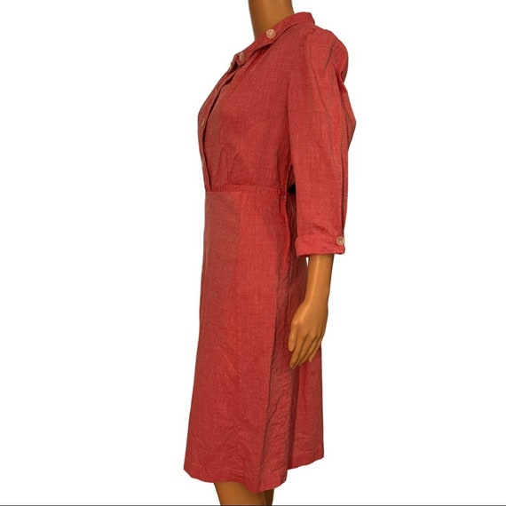 Vintage 40s 50s Red long sleeve midi dress - image 2