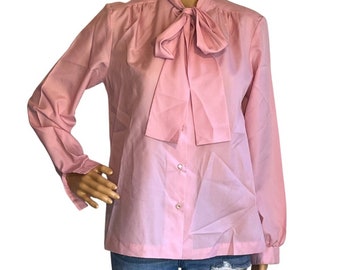 Vintage 70s 80s Pink Secretary Blouse