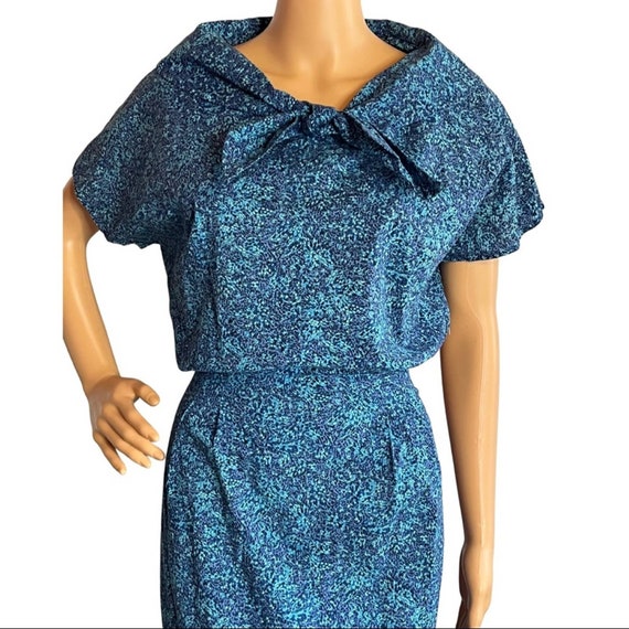 Vintage 40s 50s Handmade Blue Cotton Dress - image 2