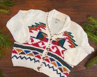 Vintage 90s Southwestern Aztec Cardigan Sweater