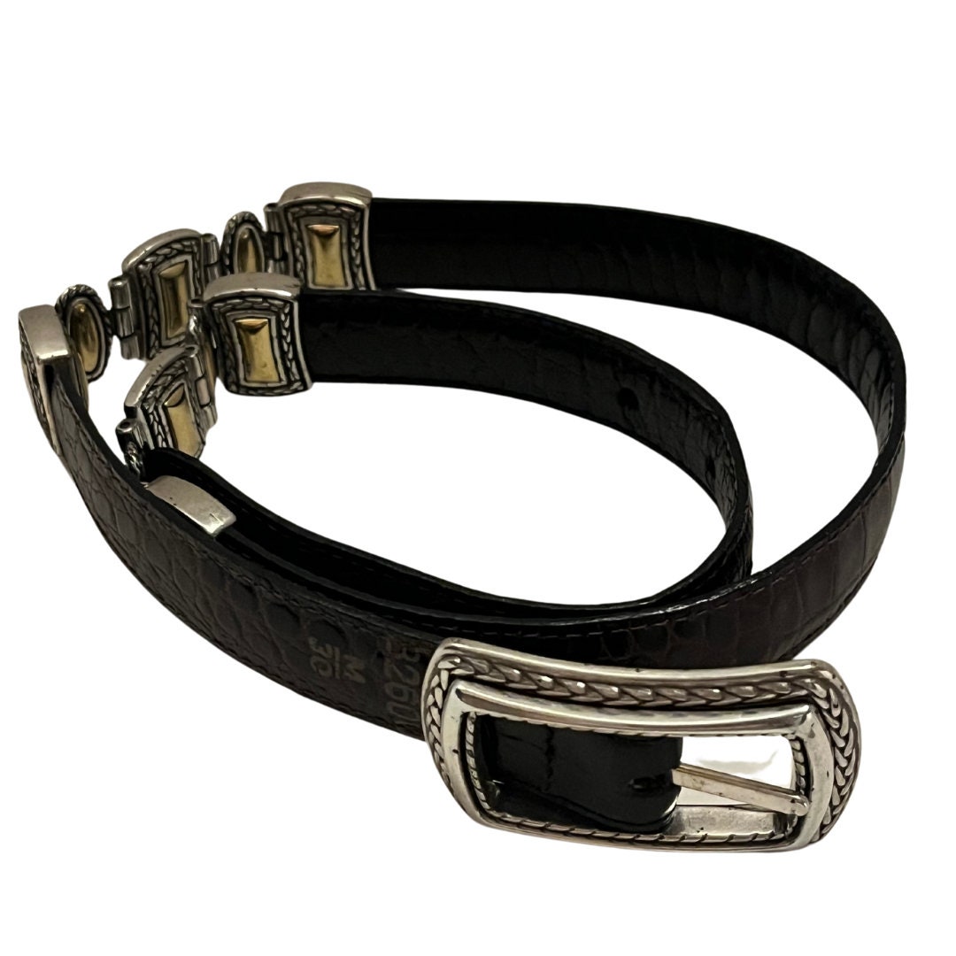 Vintage Brighton Reversible Croc-Embossed Leather Belt Brown Black B40155 30 / M Vintage 90s Brighton Reversible Black Brown Leather Faux  main image 4