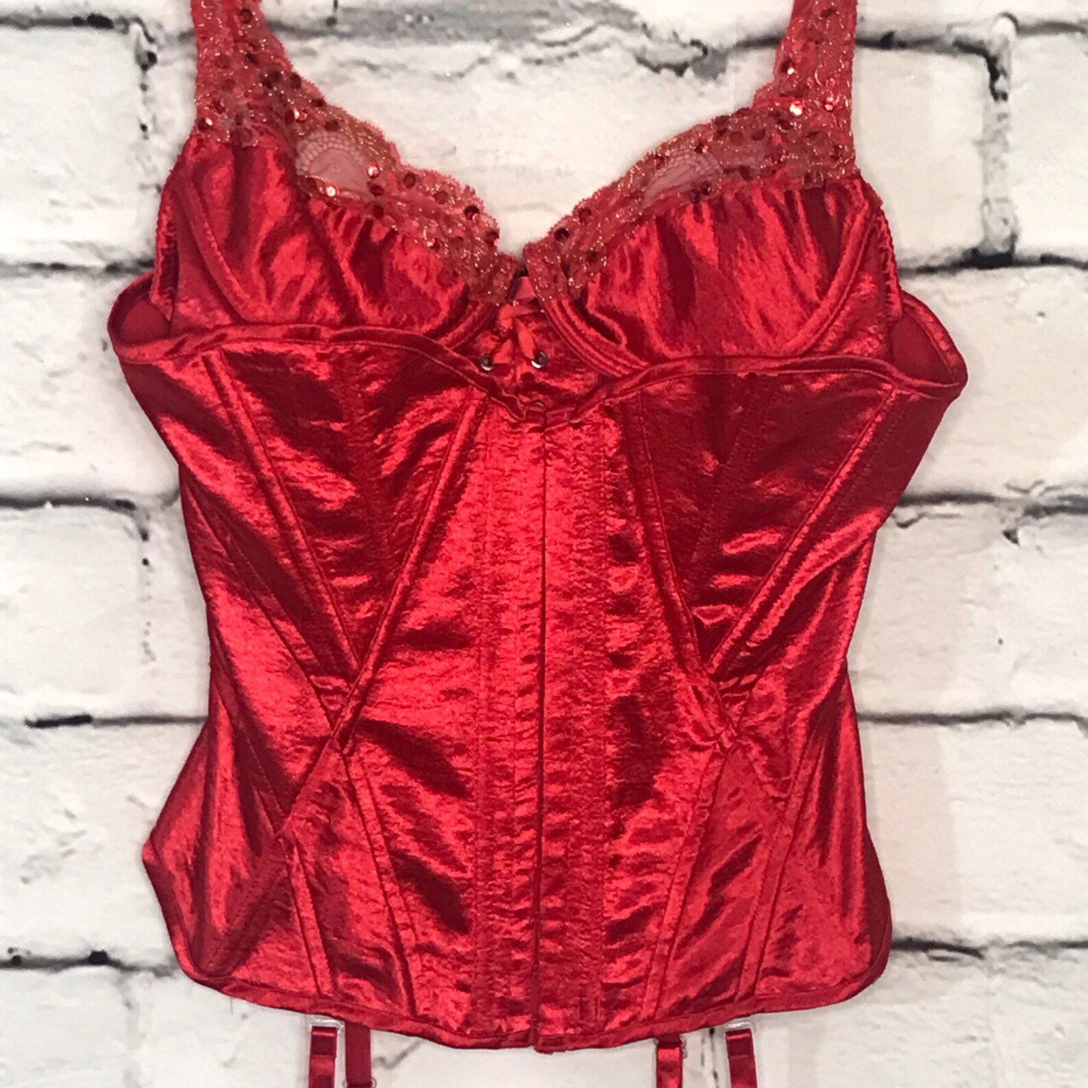 Vintage 80s 90s Red Bustier Corset Lingerie | Etsy