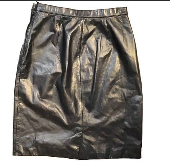 Vintage 80's Black Leather Mini Skirt, Vintage Ro… - image 3