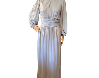 Vintage 60s Gray Long Sleeve Evening Dress