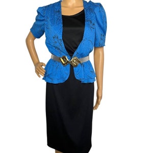 Vintage 80s blue black floral
