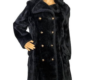 Vintage 60s faux fur Double Breasted Pea Coat