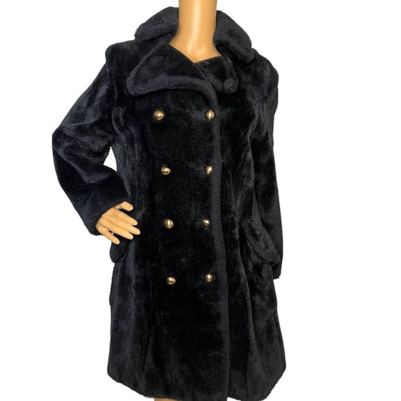 Vintage 60s faux fur Double Breasted Pea Coat - image 1
