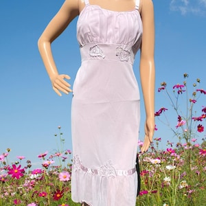 Vintage 1960s Baby Pink Chiffon Nightie Lingerie with Floral Details