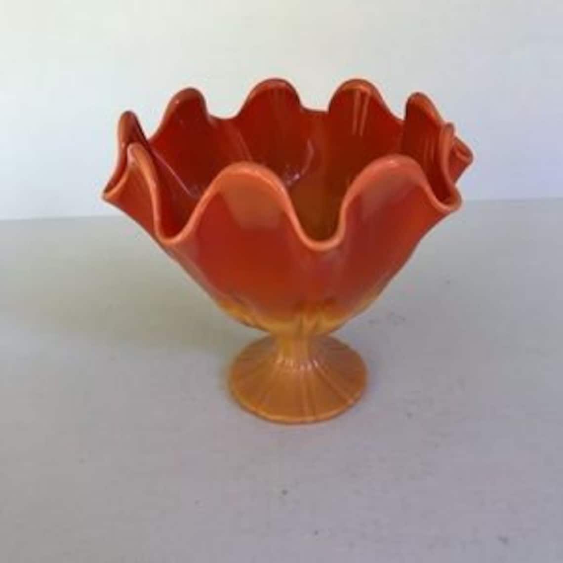Vintage Mid Century Orange Vase Etsy