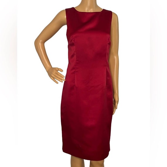 Vintage Talbots Cherry Red Satin Sleeveless Sheath