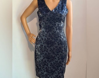 Vintage 90s Y2K Silver floral sheath dress