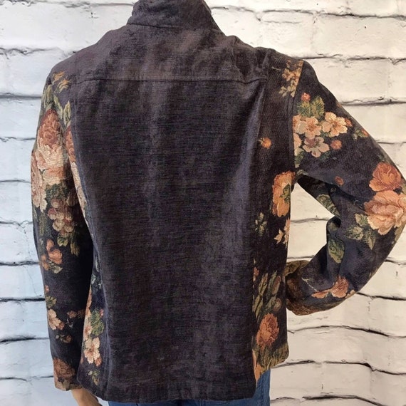 Y2K Coldwater Creek Brown Floral Tapestry Jacket,… - image 5