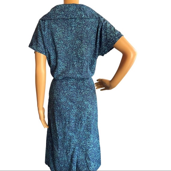 Vintage 40s 50s Handmade Blue Cotton Dress - image 4