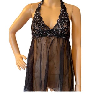 Fredricks of Hollywood Black Lace Baby Doll Lingerie Top