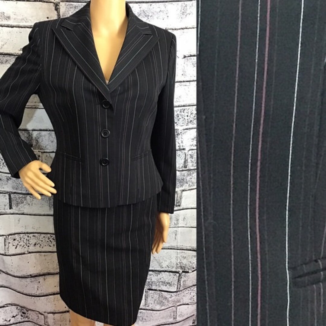 Vintage Y2K Black Pinstripe Skirt Suit Etsy