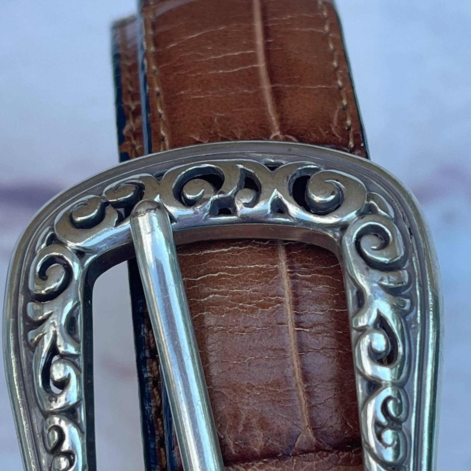 Vintage 90s Black & Brown Reversible Leather Belt Size Large Vintage 90s Western Leather Belt, Brown & Black Reversible  main image 4
