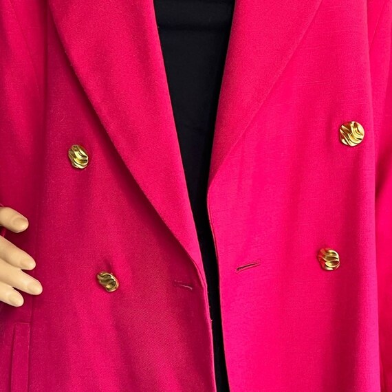 Vintage 90s Hot Pink Double Breasted Gold Button … - image 10