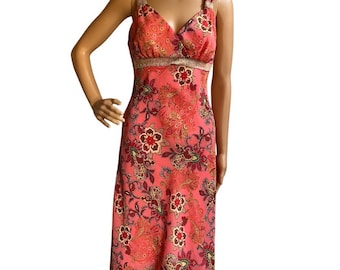 Vintage Y2K Coral Fairy Boho Floral Dress