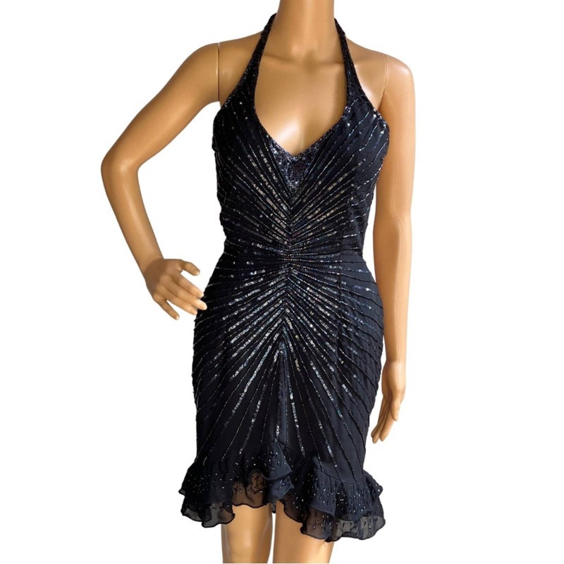 Halter Neck Beaded Dress main image 1