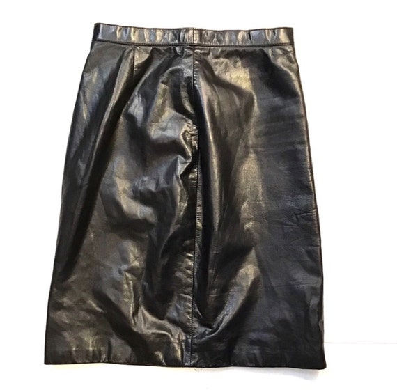 Vintage 80's Black Leather Mini Skirt, Vintage Ro… - image 4