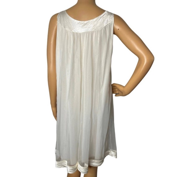 Vintage 60s White Poly Chiffon Babydoll Chemise N… - image 4