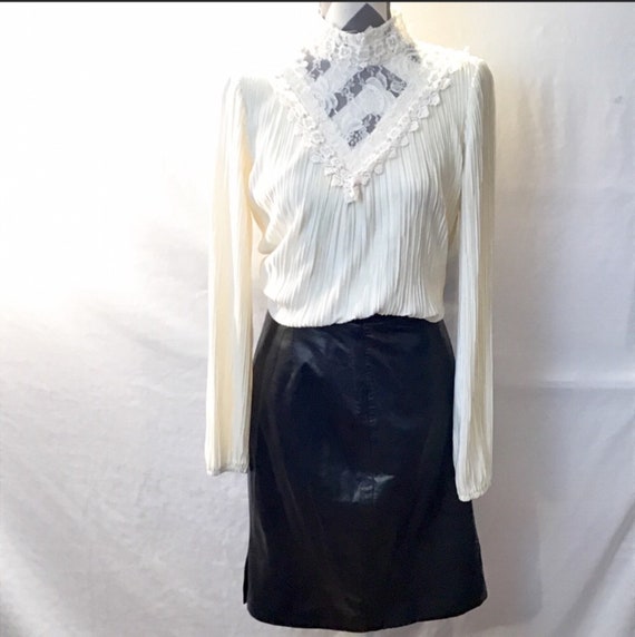 Vintage 80's Black Leather Mini Skirt, Vintage Ro… - image 2