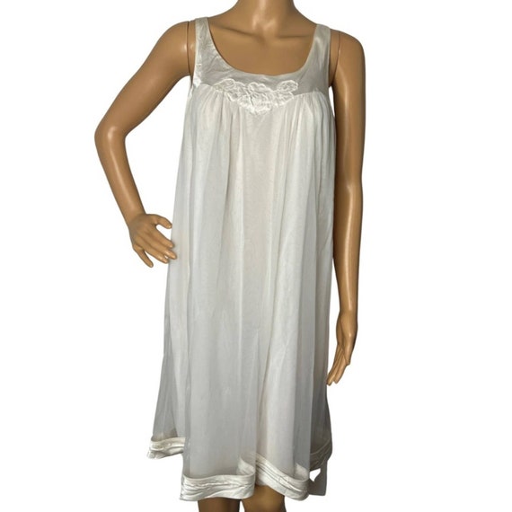 Vintage 60s White Poly Chiffon Babydoll Chemise N… - image 1