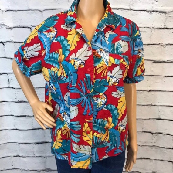 Vintage 90s Tropical Mccall Parrot Button Down | Etsy