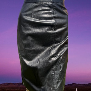 Vintage 90s Black Real Leather Mini Skirt