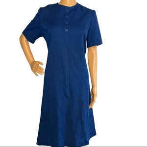Vintage 60er 70er Dunkelblau Handgemachtes knielanges Kleid