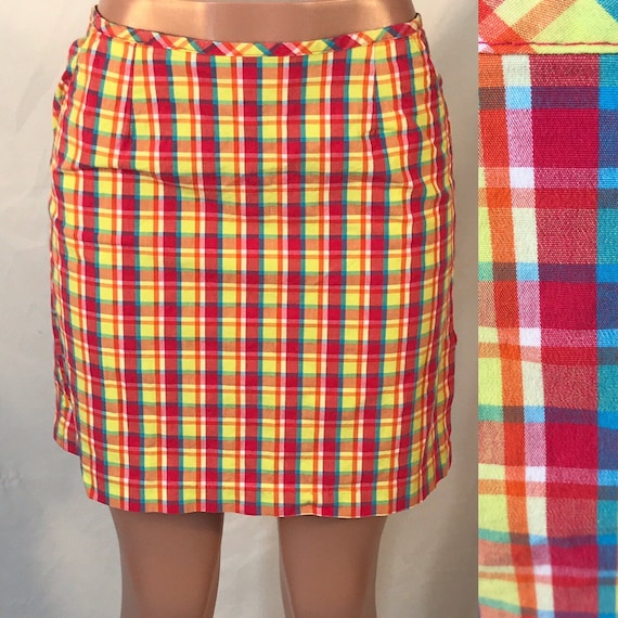 Vintage 90s Y2K Colorful Plaid Esprit Skirt