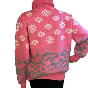 Vintage 90s Pink Abstract Turtleneck Sweater image 3