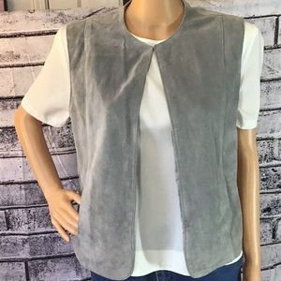 Vintage 70s 80s Gray Suede Vest, 70s Vintage Clot… - image 3