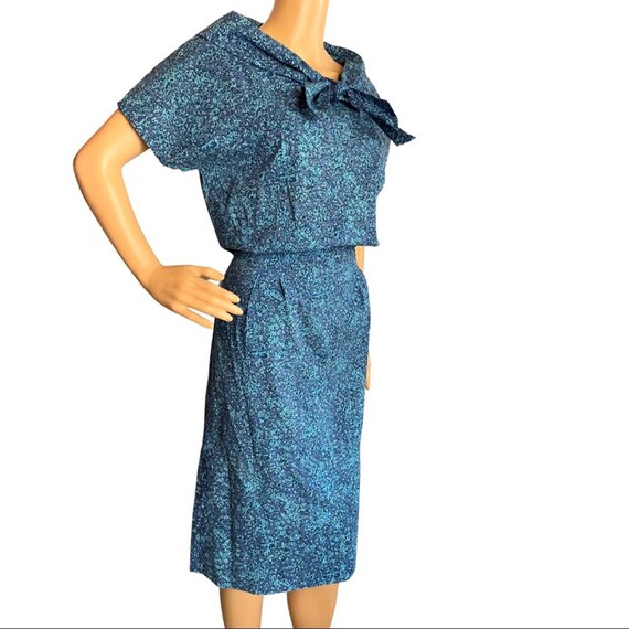 Vintage 40s 50s Handmade Blue Cotton Dress - image 3