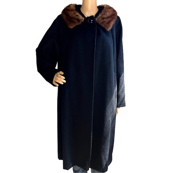Vintage 50s 60s James Roxton Black Wool Coat Mink Collar - Etsy