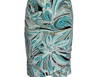 Vintage Y2K Turquoise Floral Asymmetrical Skirt