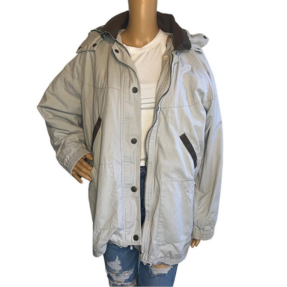 Vintage 90s Stone Beige Hooded Jacket - image 1