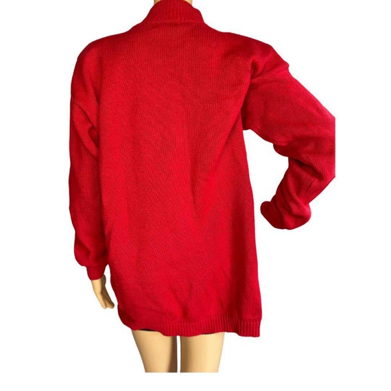 Vintage 80s 90s Beaded Red Mock Neck Sweater/ 90s… - image 3