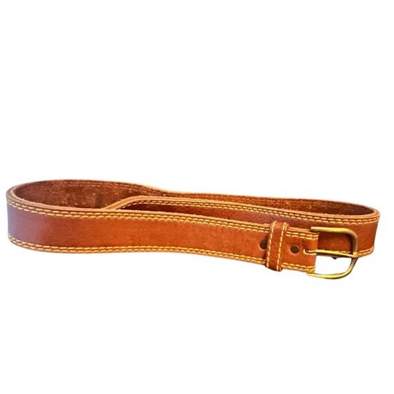 Vintage 40-100 Natural Grained Steerhide Leather Belt 36-40  display picture 1