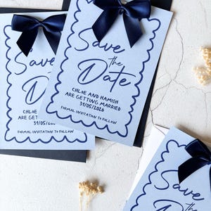 Save The Date Karte | BLAUES BOGENBOGEN | Hochzeit | A6 marine blau weiß
