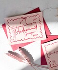 Thank you for being my Bridesmaid Card | WHIMSICAL BOW THANKYOU | personalised gift | A6 red pink
