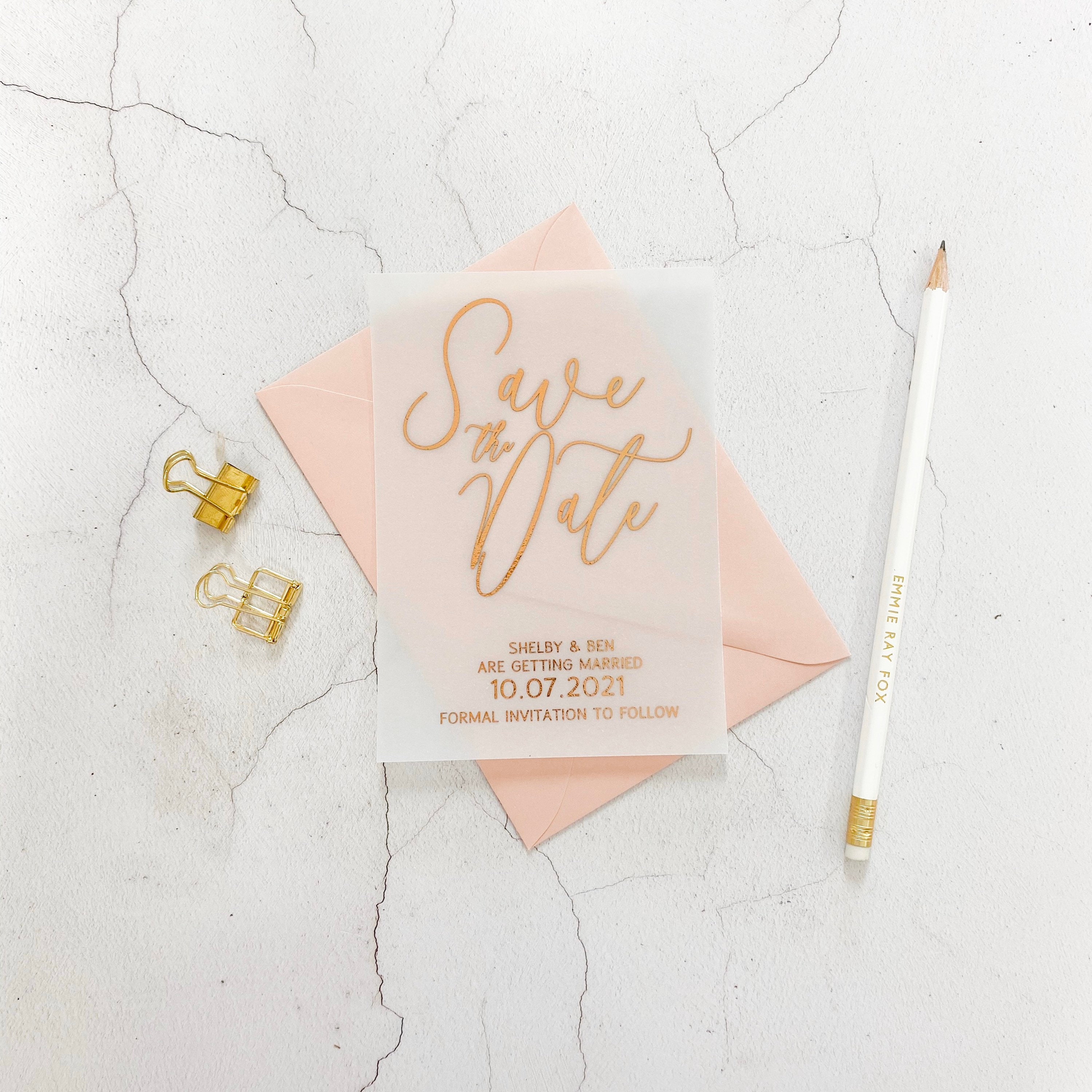 Gold Save the Date, Save the Dates for Weddings, Vellum Save the Dates,  Save the Date Cards With Envelopes, Save the Date Cards for Weddings 