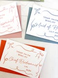 Bridesmaid Thank you Card | PASTEL SWIRL THANKYOU | will you be my | A6 blue pink green terracotta white