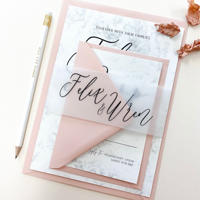 Foil Wedding Invitation Set Marble Cardstock Black print Etsy