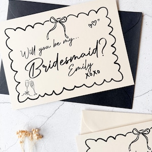 Bridesmaid Proposal Card | WHIMSICAL ALMOND PROPOSAL | will you be my | A6 neutral black
