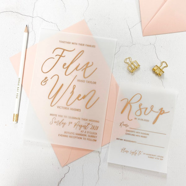Vellum Wedding Invitations Etsy UK