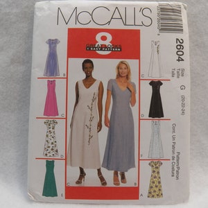 UNCUT McCalls Pattern - 1 Easy Pattern for 8 Great Looks, Sizes 20 22 24, Long Semi-Fitted Dresses with Princess Seams, Sleeve Variations